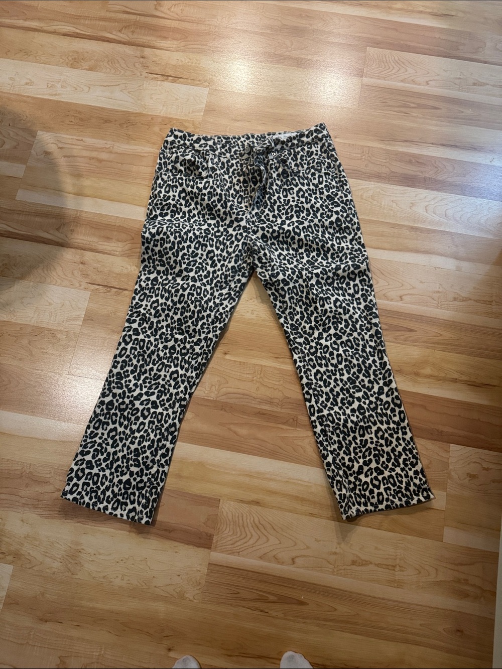 Zara Black and White Leopard Print Chinos